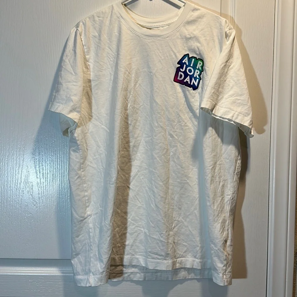 Jordan Stickers Flight Wingman Crew Basketball Shirt White Size X-Large EUC 7296